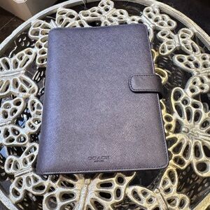 Coach Dark Gray Leather Planner